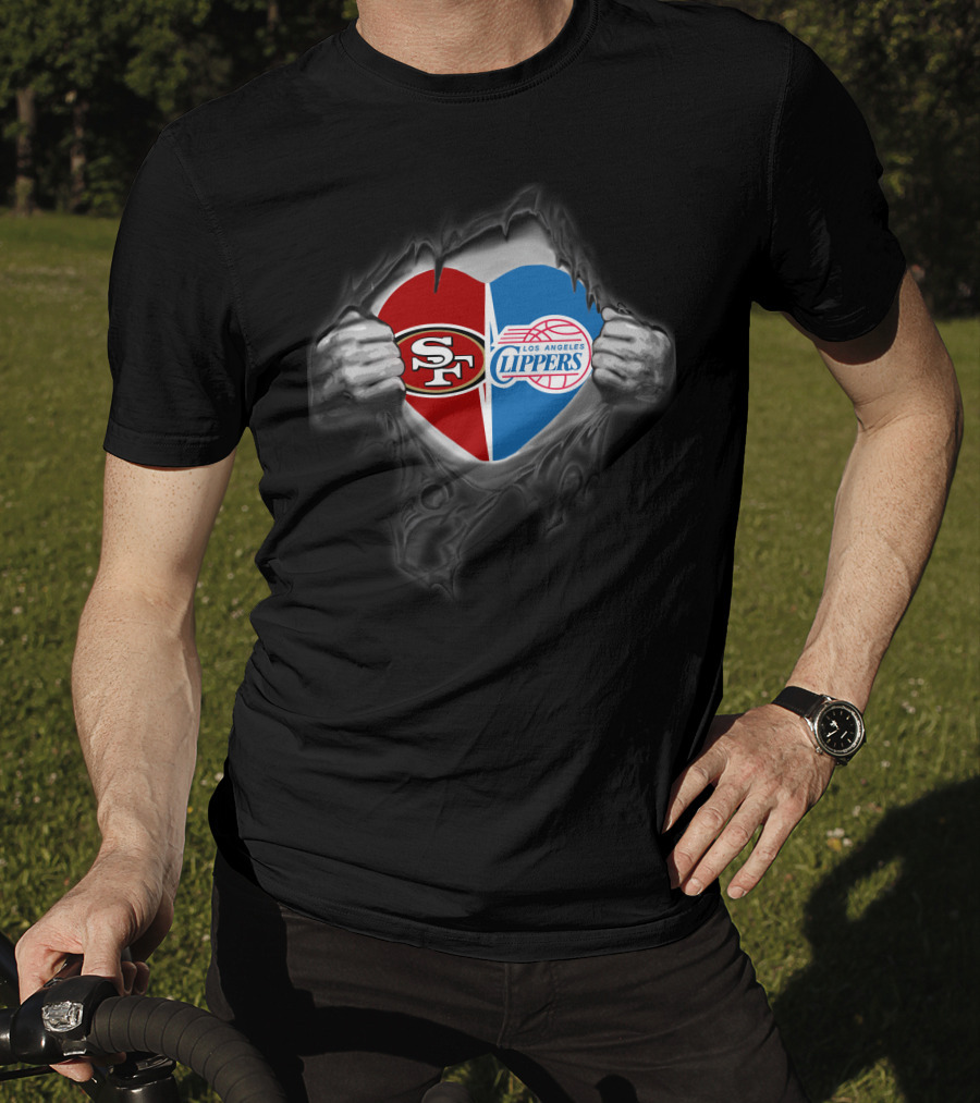 Sf 49ers Los Angeles Clippers Heart Logo Fan Pride T-Shirt