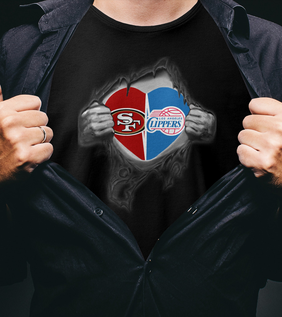 Sf 49ers Los Angeles Clippers Heart Logo Fan Pride T-Shirt