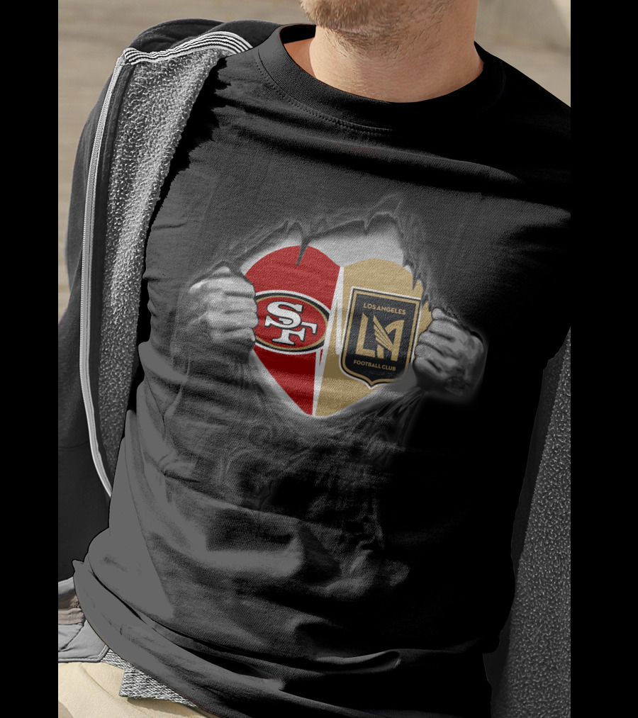Sf 49ers Los Angeles Fc Heart Logo Fan Unity T-Shirt