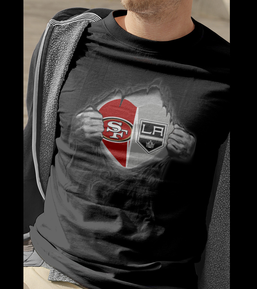 Sf 49ers Los Angeles Kings Heart Logos T-Shirt
