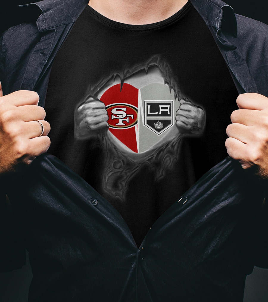 Sf 49ers Los Angeles Kings Heart Logos T-Shirt