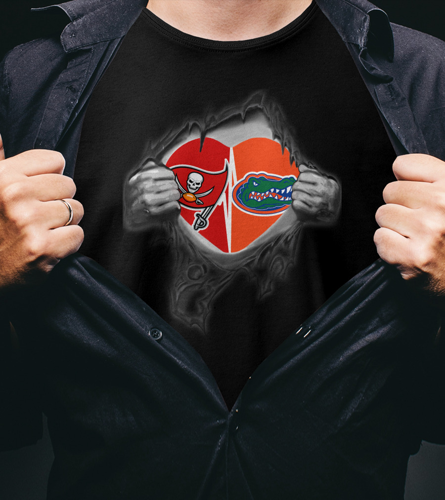 Tampa Bay Buccaneers Florida Gators Heart T-Shirt