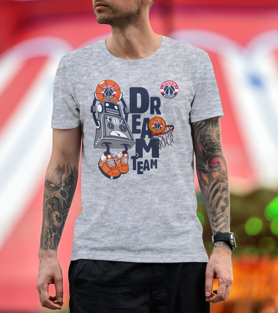 Washington Wizards Dream Team Robot With Basketball Head And Hoop T-Shirt