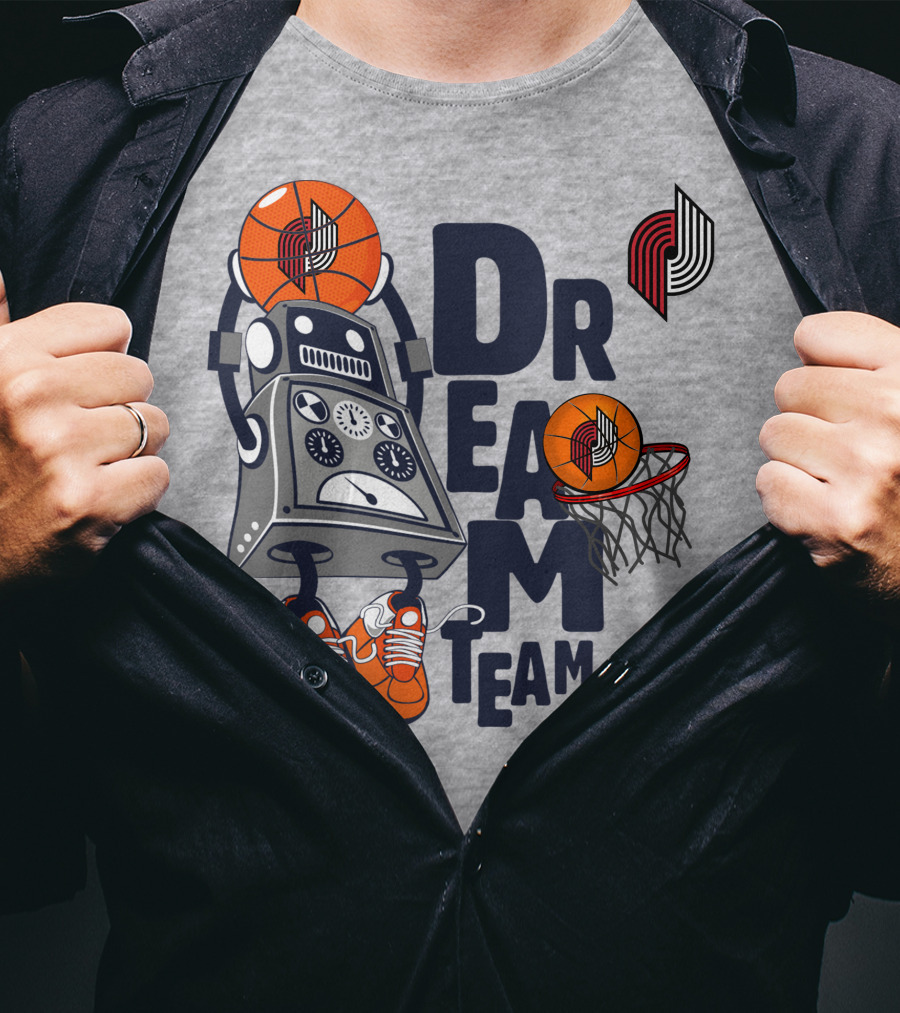 Portland Trail Blazers Dream Team Robot Basketball Fantasy T-Shirt