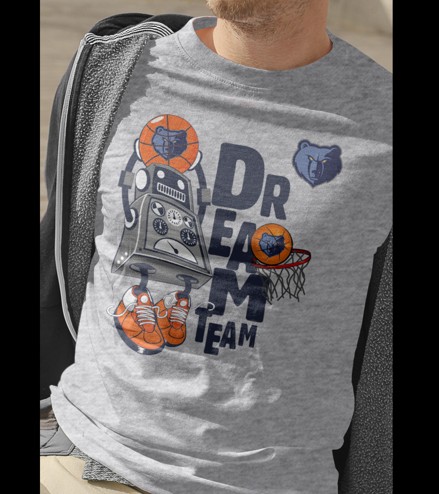 Memphis Grizzlies Dream Team Robot With Basketball And Bear T-Shirt