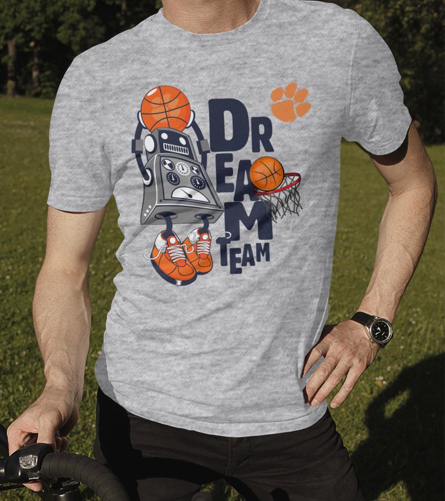 Clemson Dream Team Basketball Robot And Paw Print T-Shirt