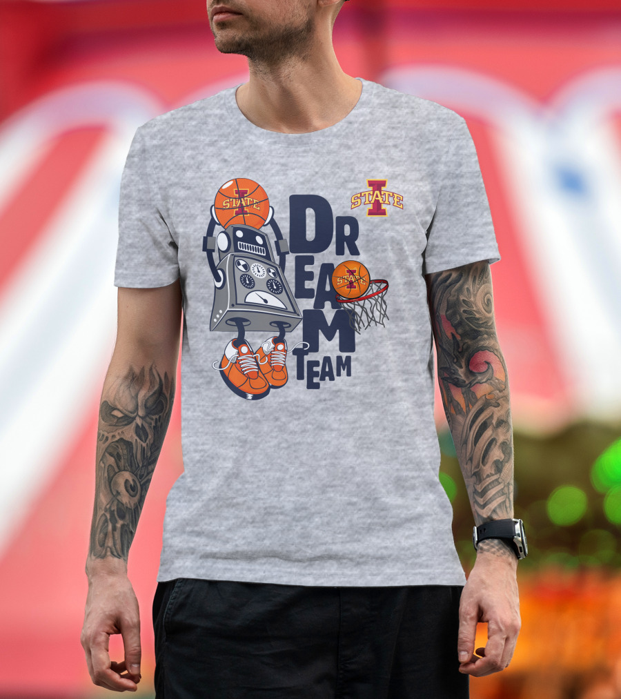 Lowa State Dream Team Basketball Robot And Hoop T-Shirt