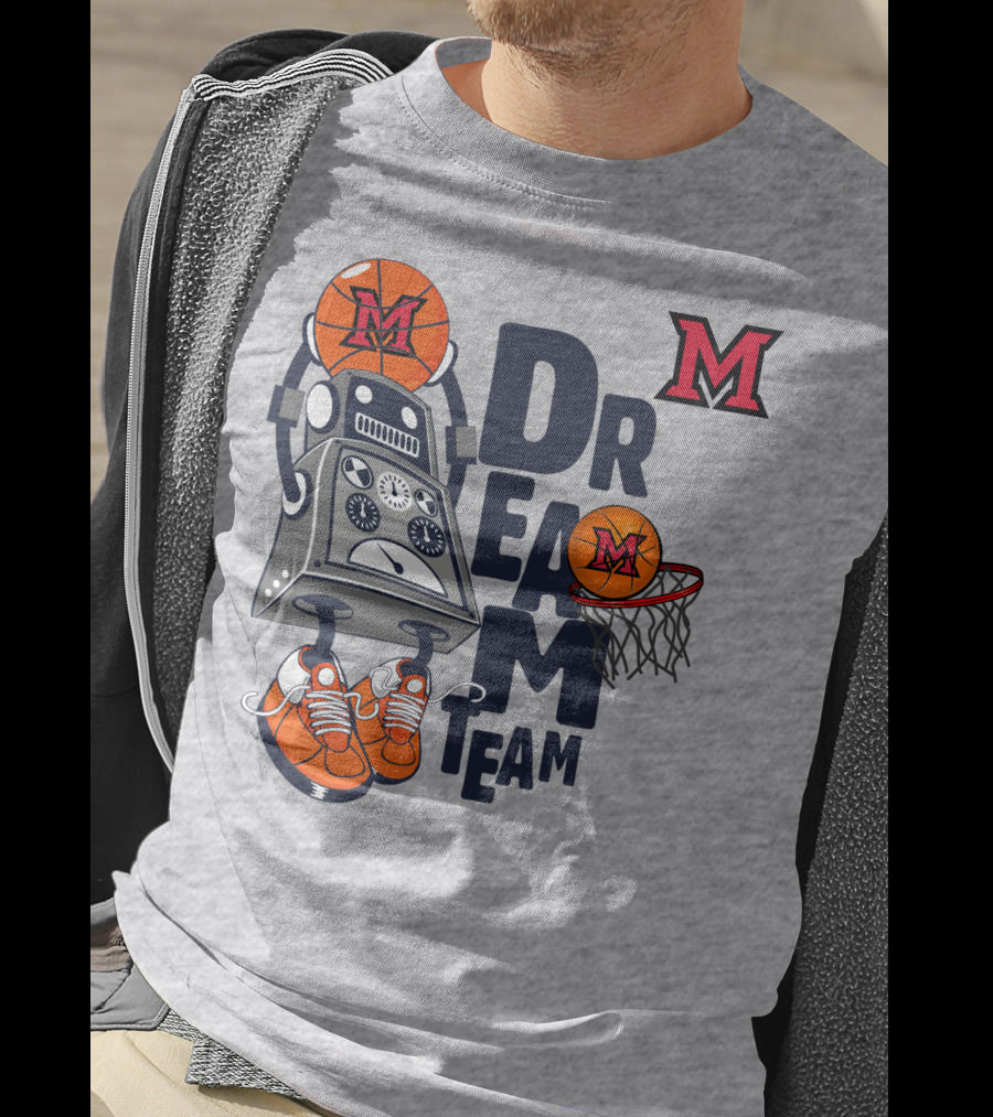 Miami Dream Team Robot Basketball M Logo T-Shirt