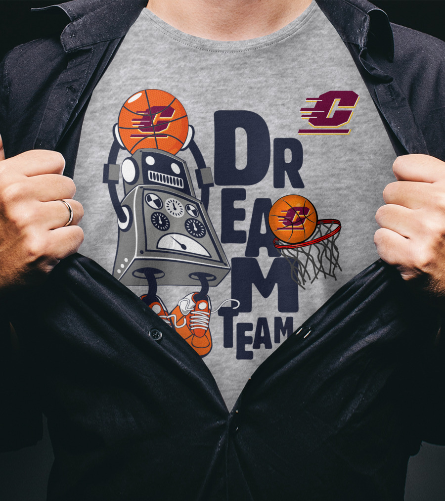 Central Michigan Dream Team Robot Basketball Sneaker T-Shirt