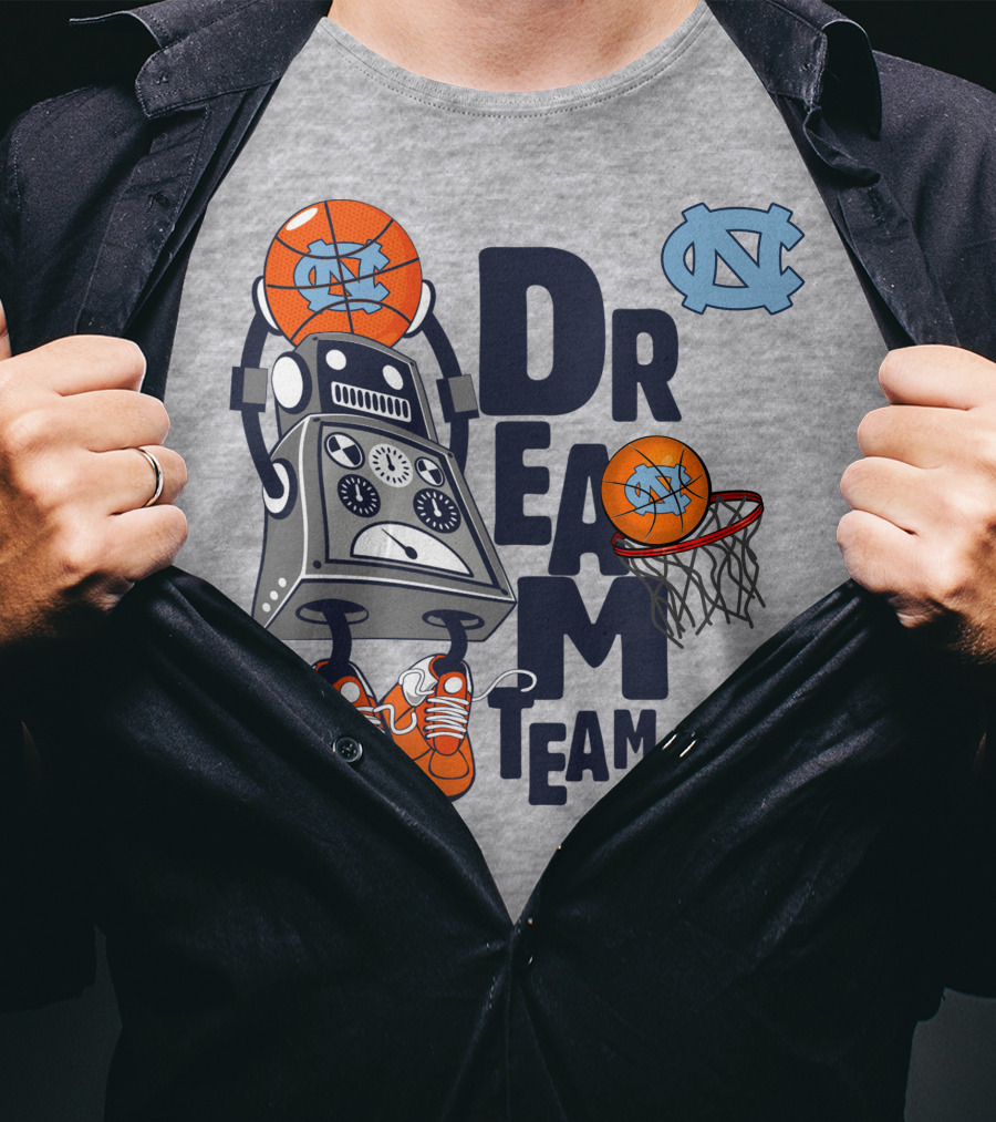 North Carolina Dream Team Basketball Robot Sneakers Iconic Blue T-Shirt