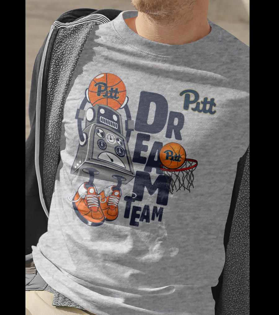 Pitt Basketball Robot Dream Team With Sneakers And Hoop T-Shirt