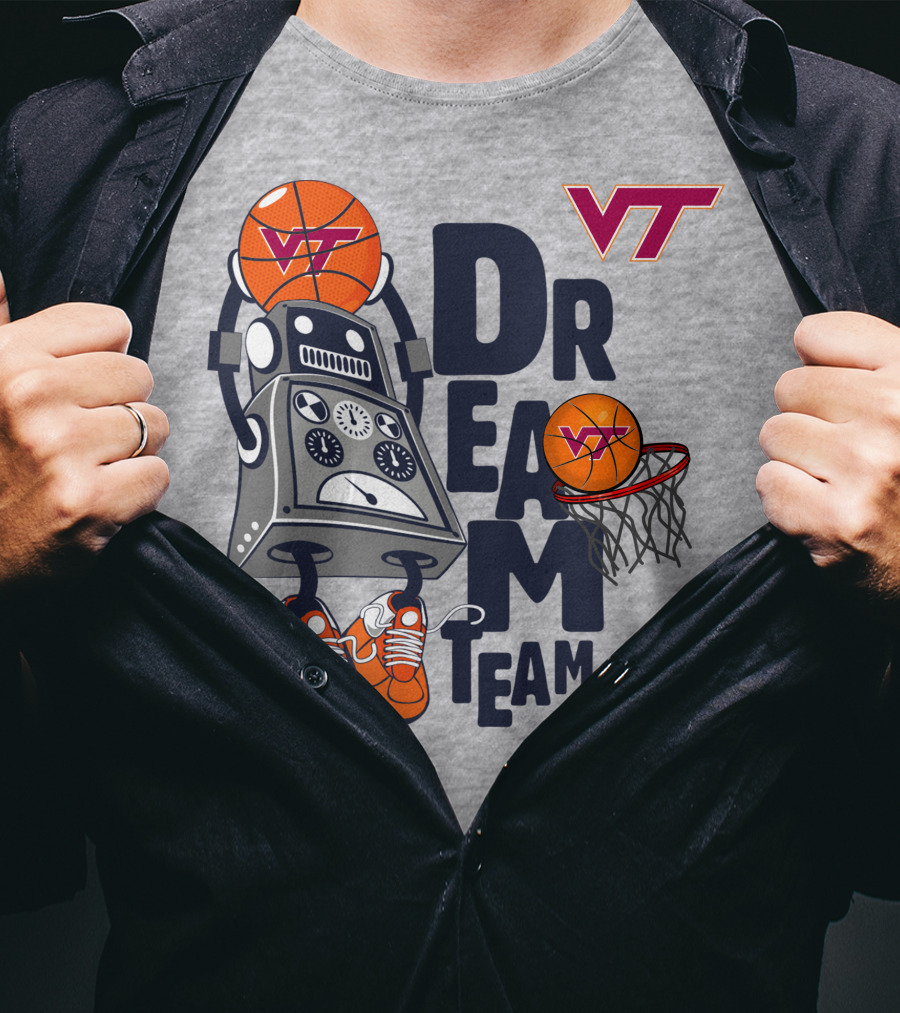 Virginia Tech Vt Dream Team Basketball Robot T-Shirt