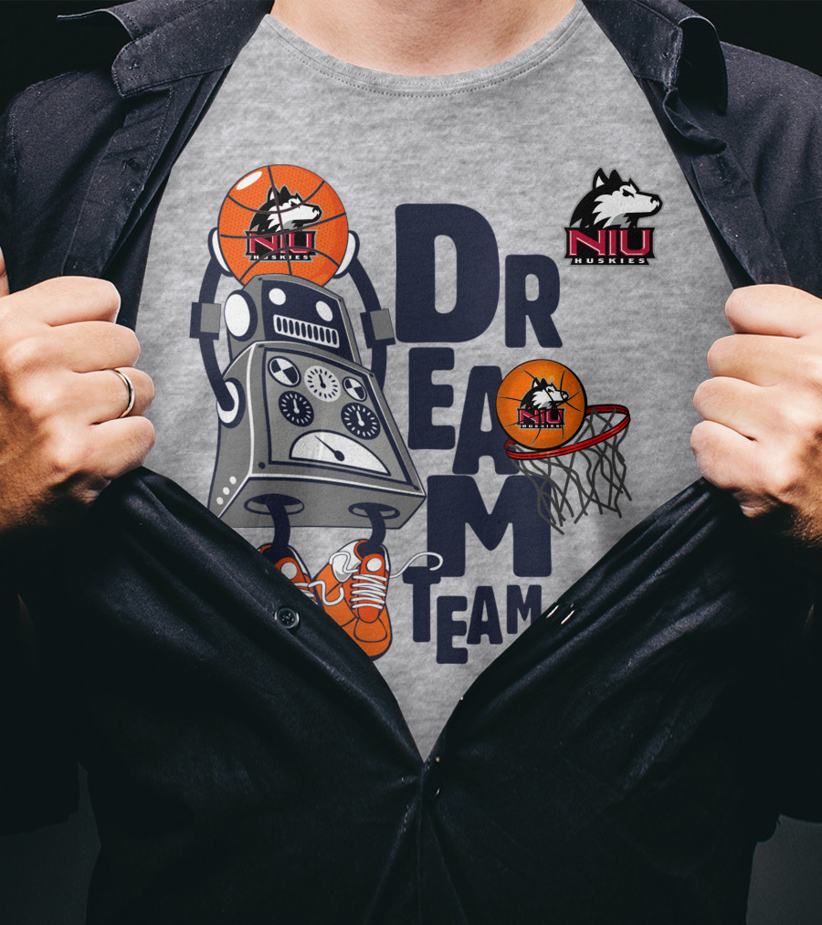 Niu Huskies Dream Team Basketball Robot T-Shirt