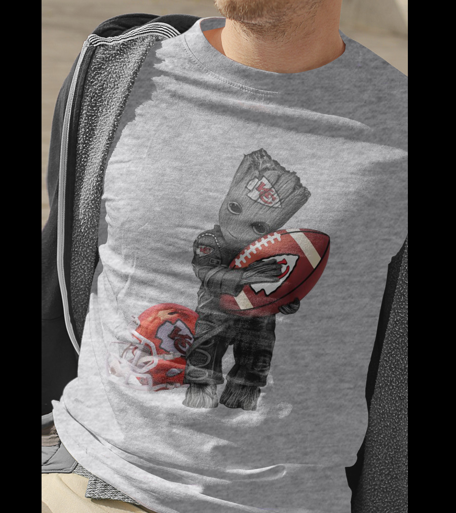 Kansas City Chiefs Baby Groot Football Helmet T-Shirt