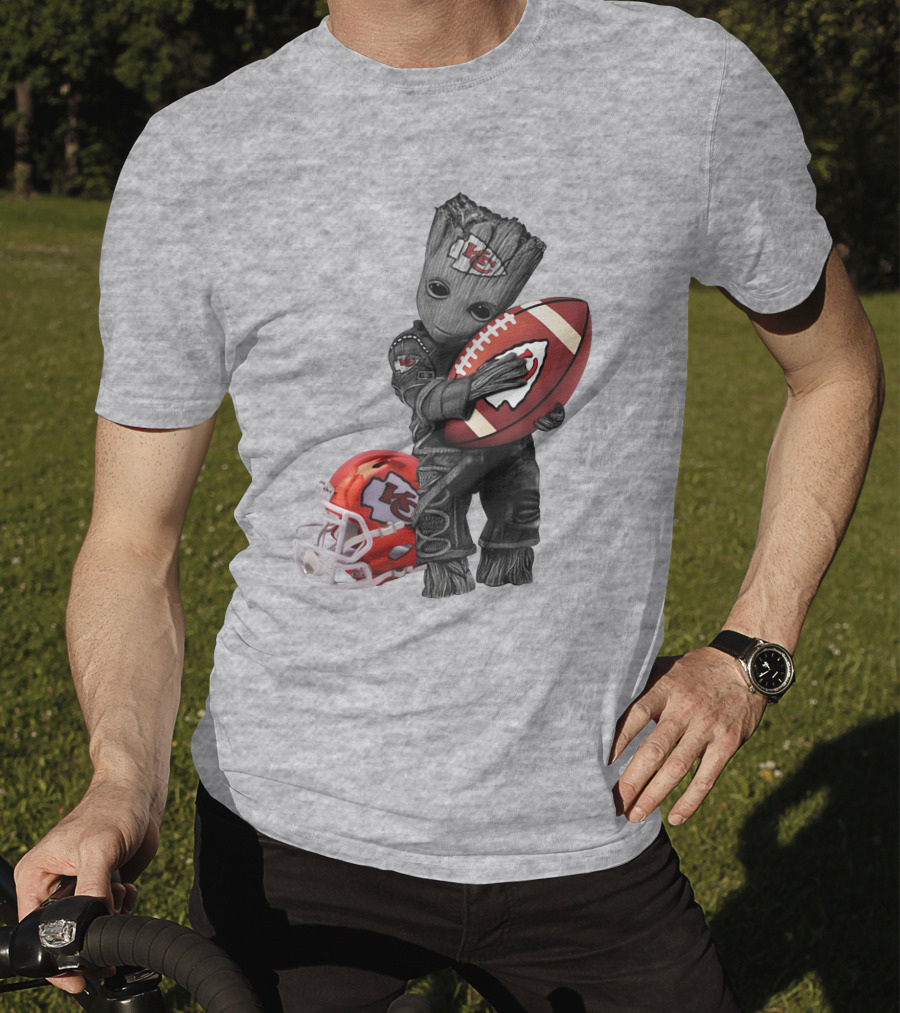 Kansas City Chiefs Baby Groot Football Helmet T-Shirt