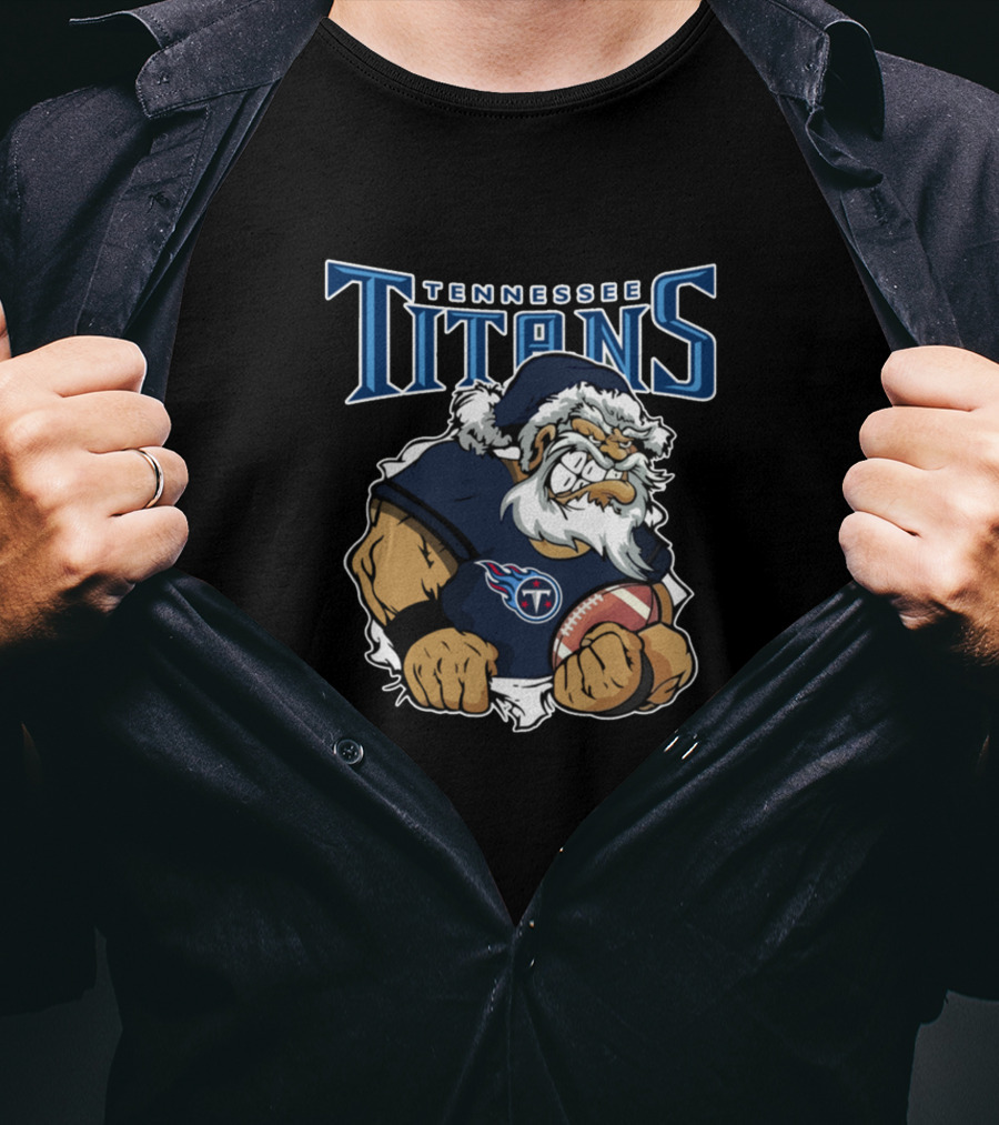 Tennessee Titans Santa Football Mascot T-Shirt