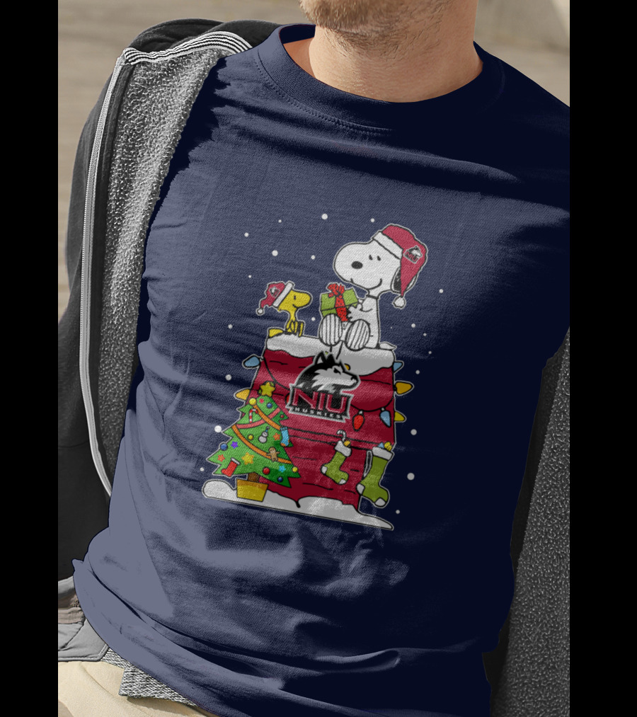 Northern Illinois Huskies Snoopy Woodstock Christmas Happy New Year T-Shirt