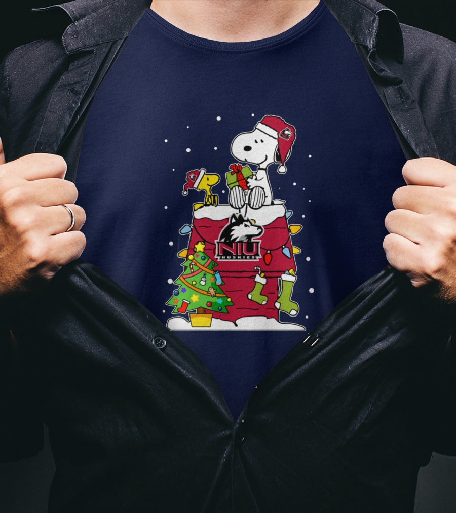 Northern Illinois Huskies Snoopy Woodstock Christmas Happy New Year T-Shirt