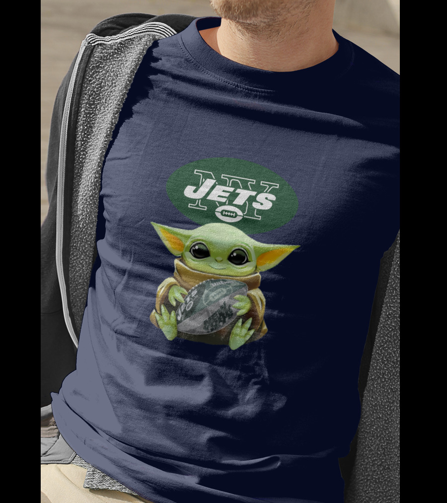 Jets Baby Yoda Holding Football New York T-Shirt
