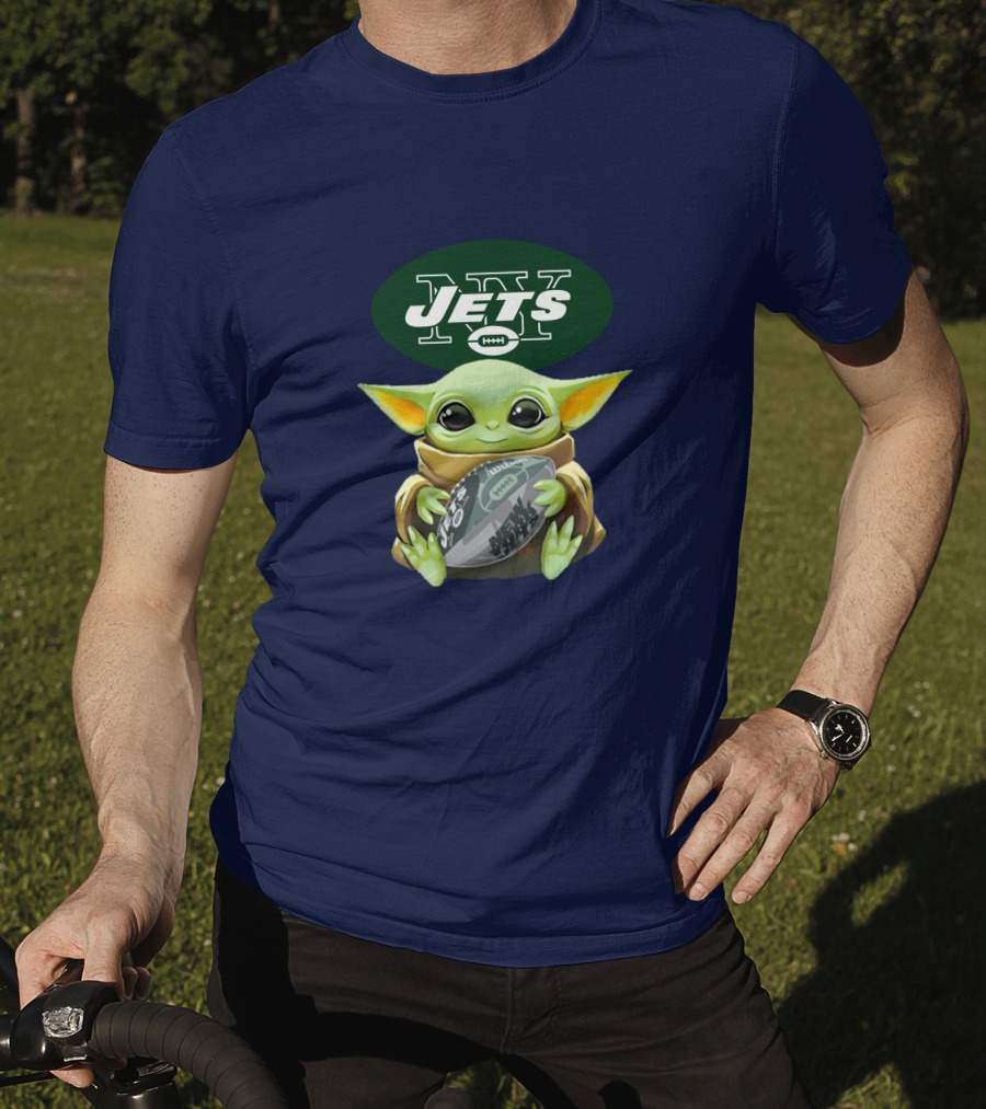 Jets Baby Yoda Holding Football New York T-Shirt