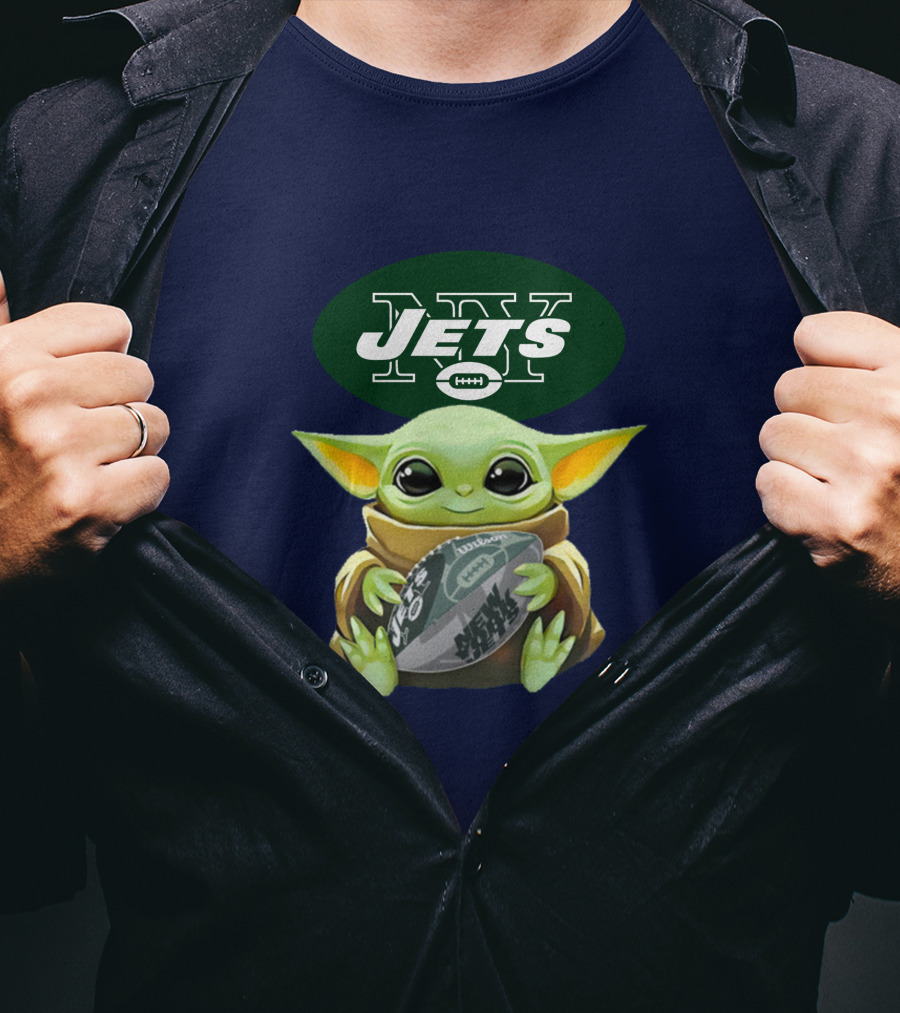 Jets Baby Yoda Holding Football New York T-Shirt