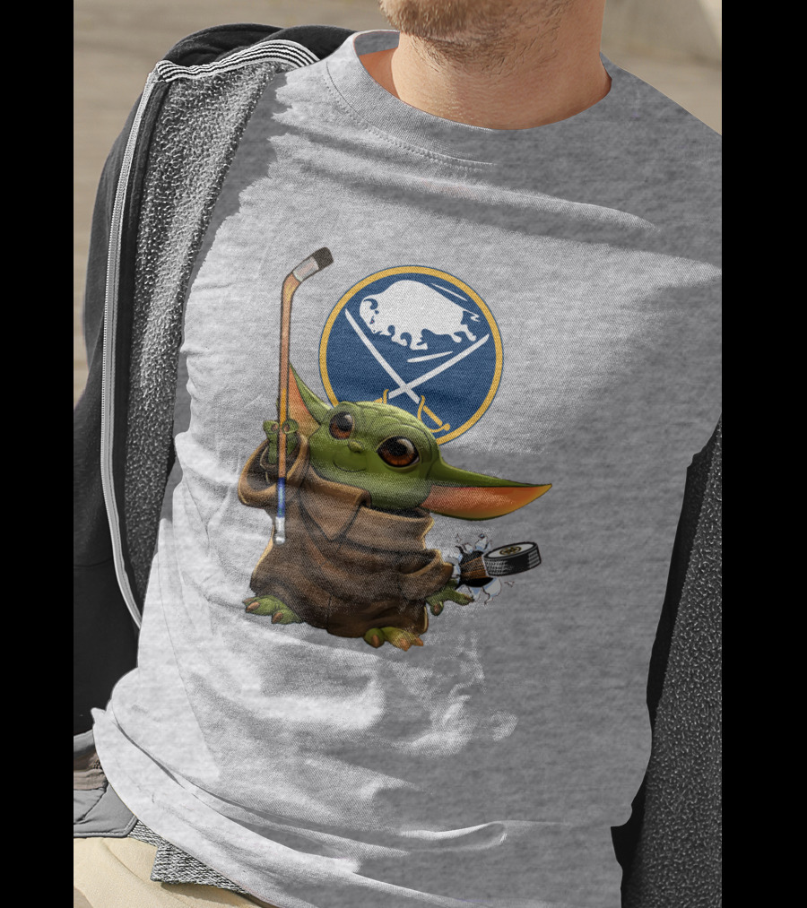 Buffalo Sabres Baby Yoda Hockey Stick And Puck T-Shirt