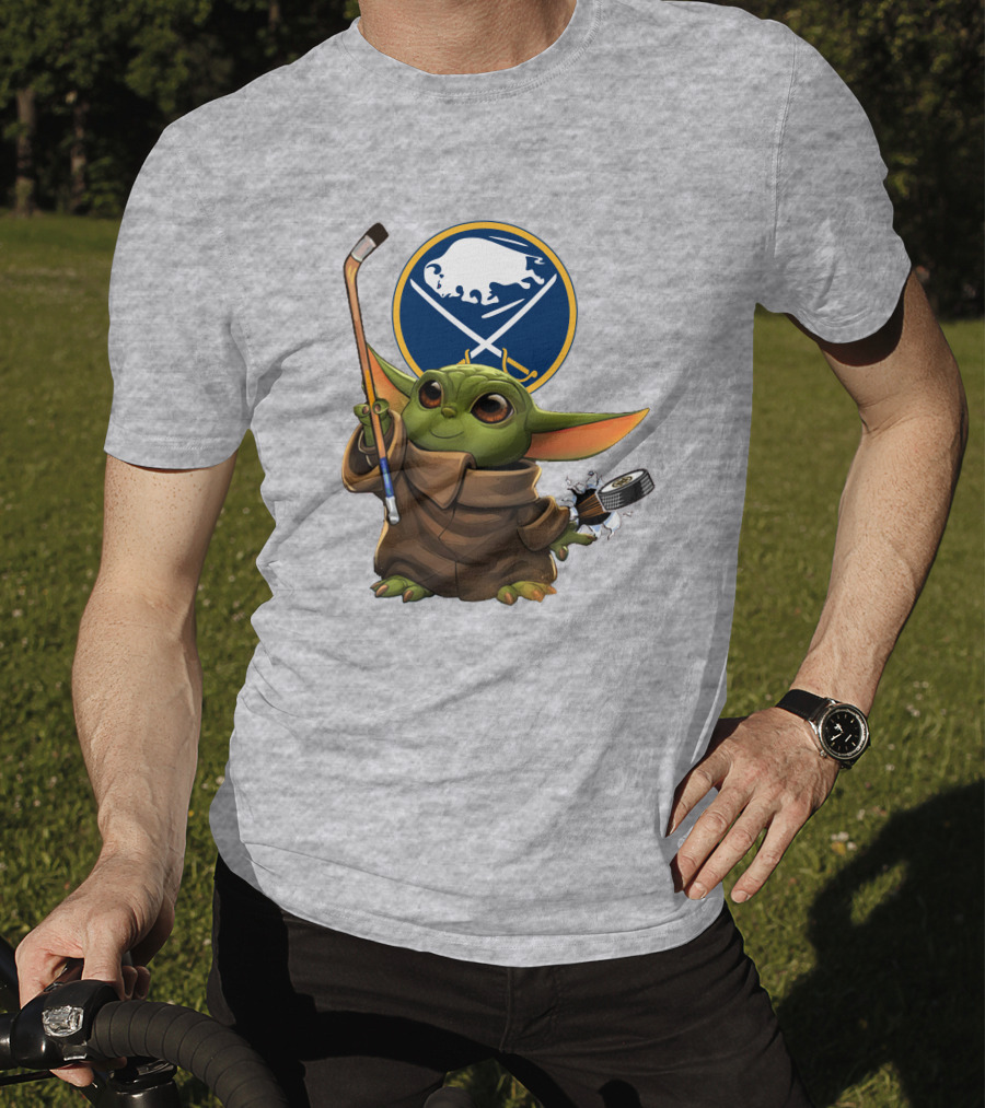 Buffalo Sabres Baby Yoda Hockey Stick And Puck T-Shirt