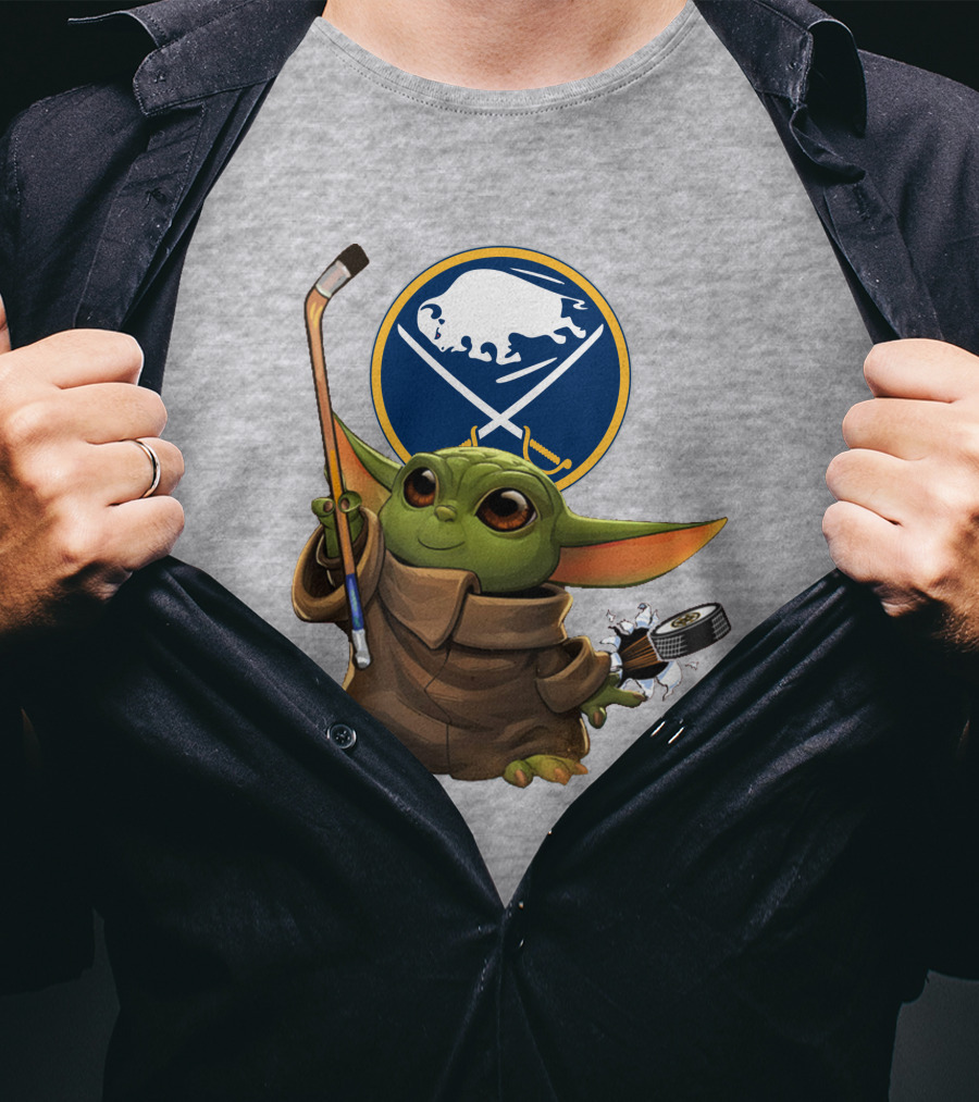 Buffalo Sabres Baby Yoda Hockey Stick And Puck T-Shirt