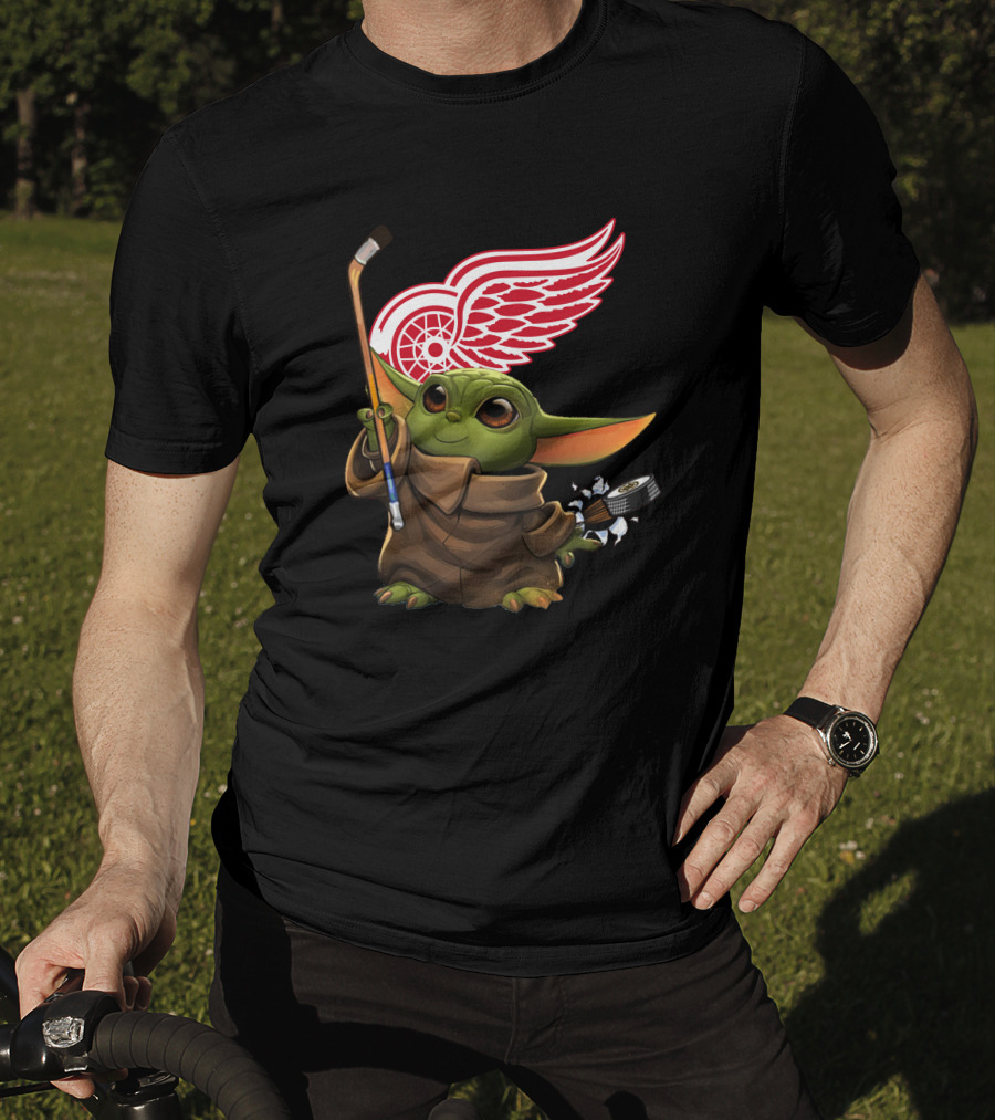 Detroit Red Wings Baby Yoda Hockey T-Shirt