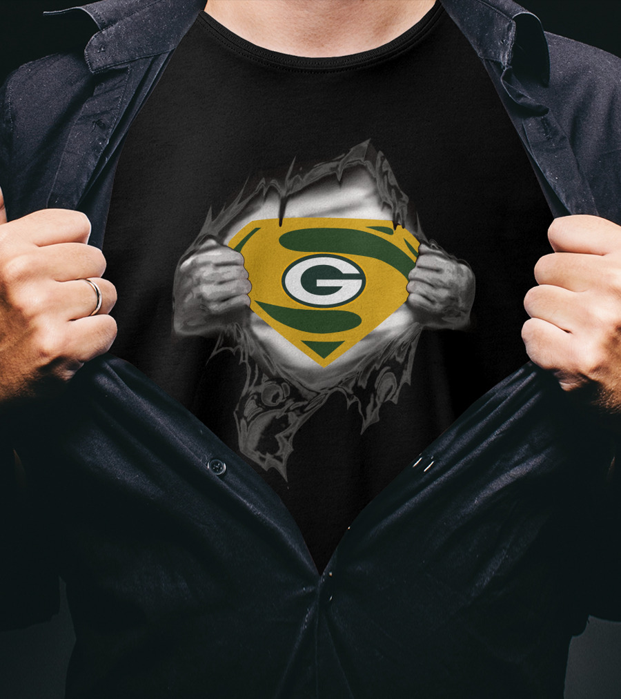 Packers G Super Hero Symbol Ripped Chest T-Shirt
