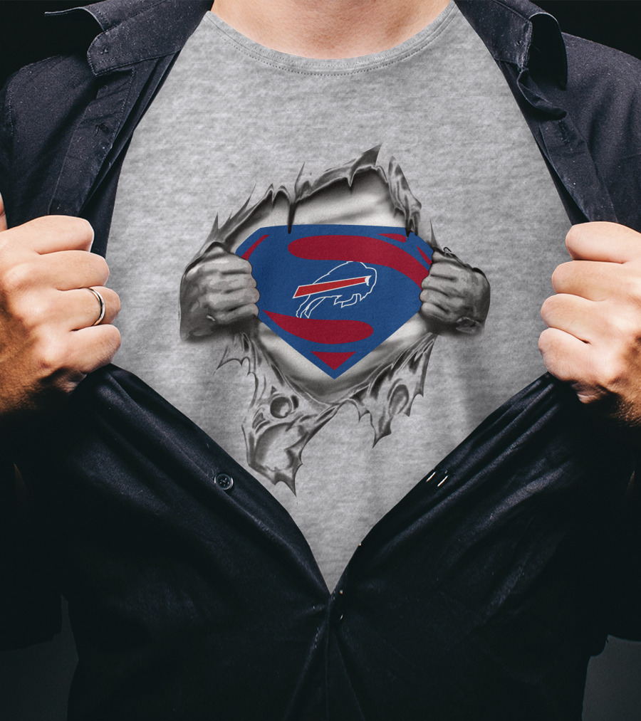 Buffalo Bills Superhero Emblem Rip Effect T-Shirt