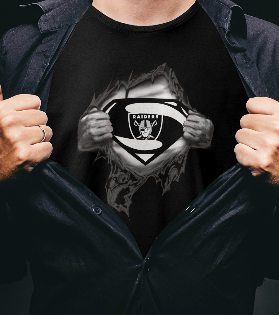 Superman Raiders Chest Reveal Emblem Oakland Nfl Fusion T-Shirt