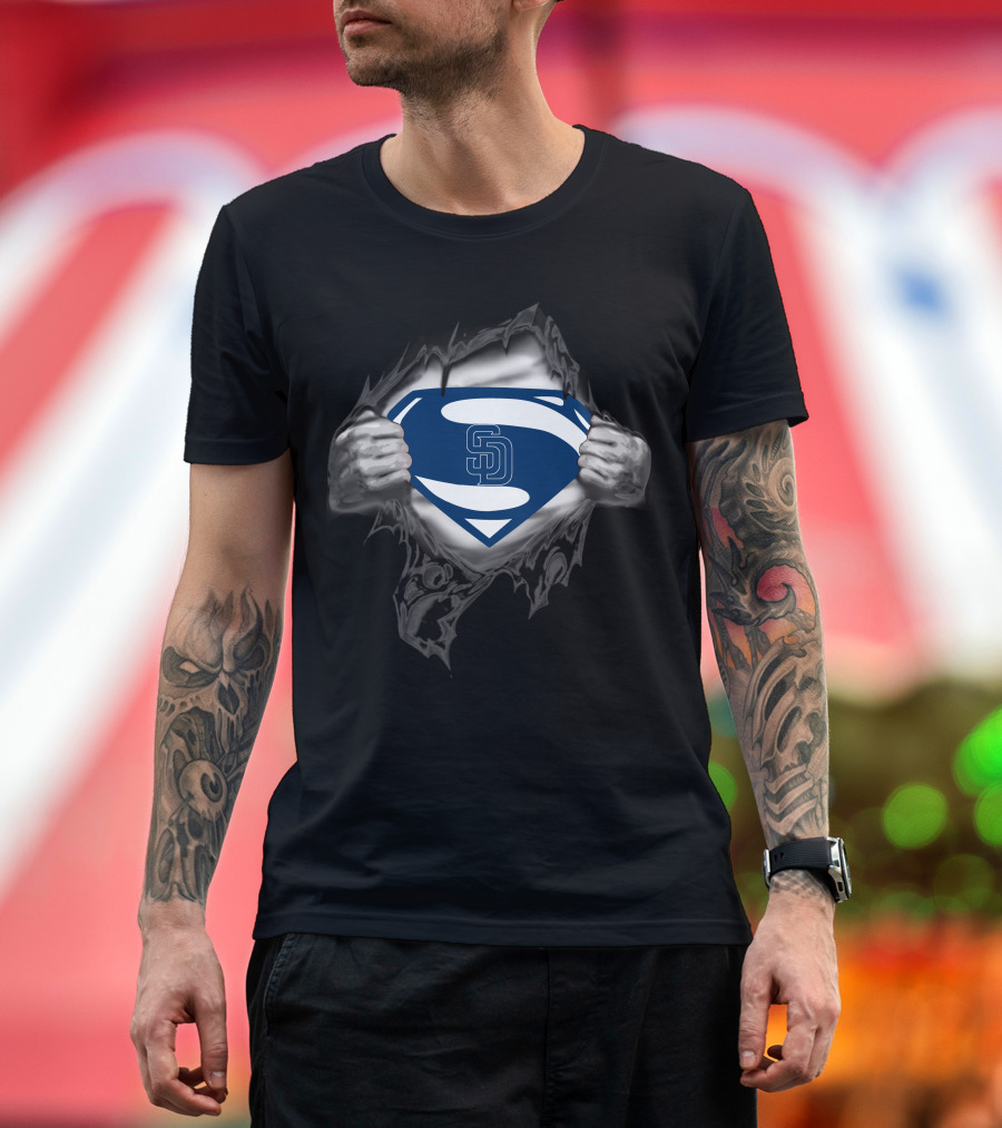 Superman Sd Logo San Diego Padres Tear T-Shirt