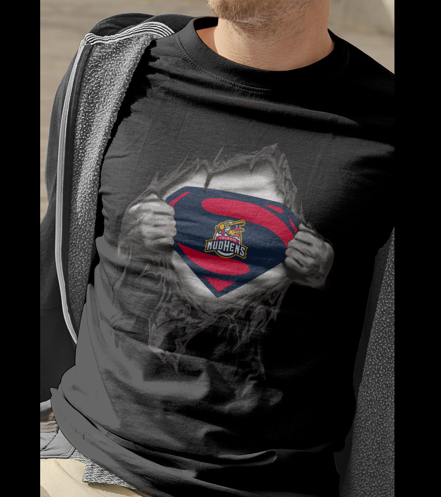 Toledo Mud Hens Superman Logo With Tattered Costume Effect T-Shirt