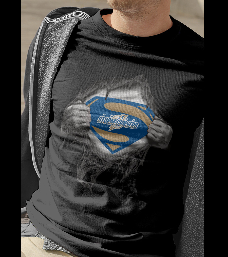Omaha Storm Chasers Superman Logo Rip Through Hero T-Shirt