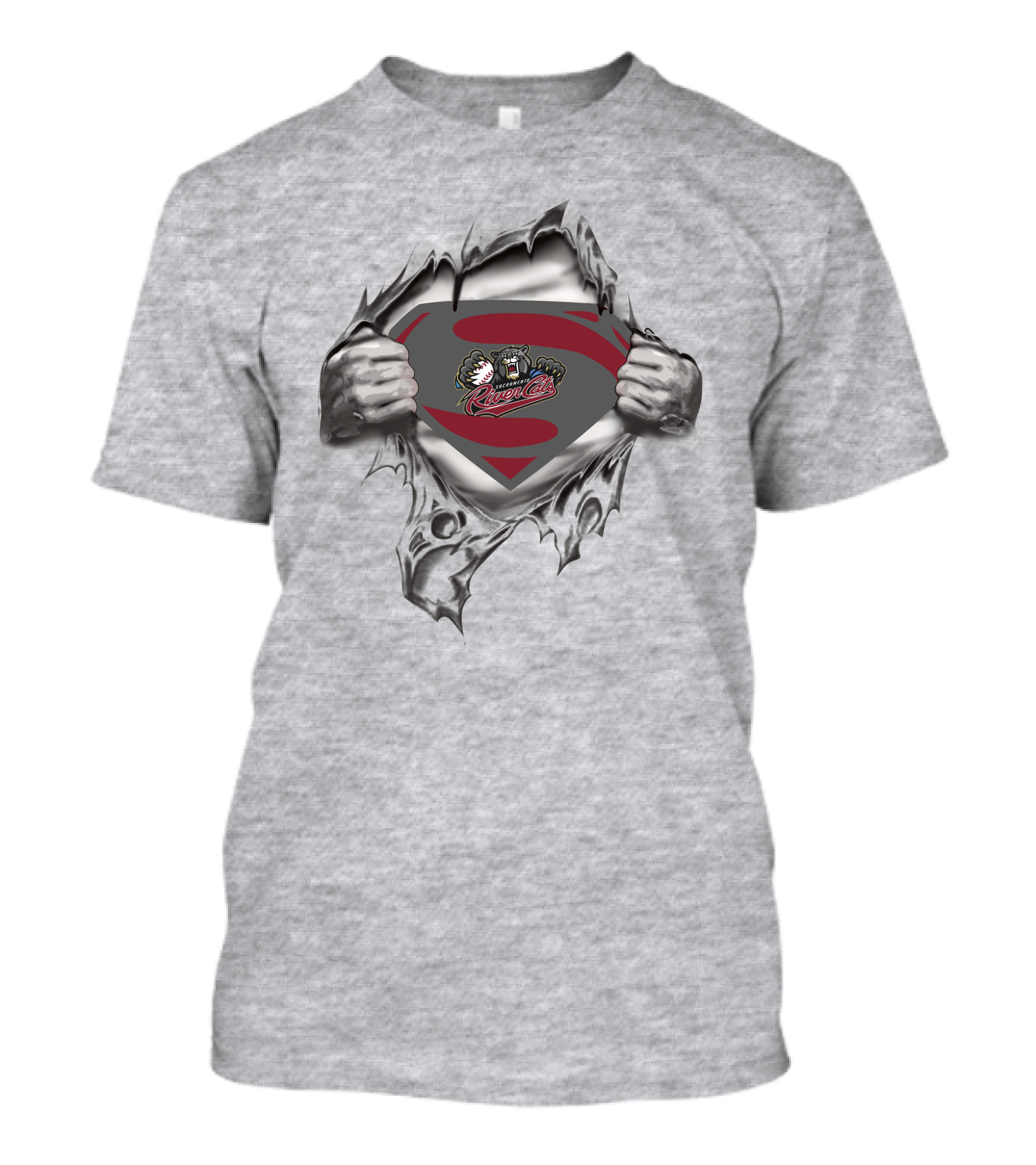 Sacramento River Cats Superman Logo Tear Revealed T-Shirt