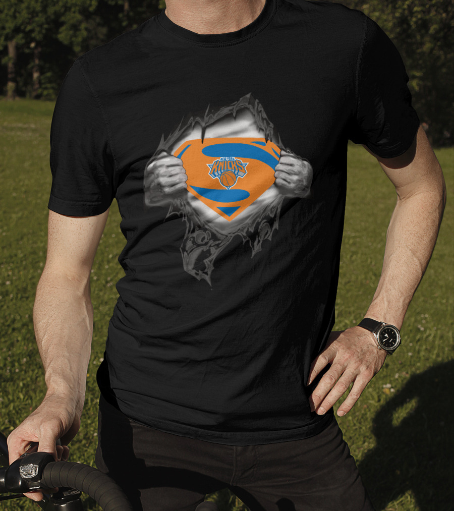 Knicks Superman Logo Basketball Fan Emblem T-Shirt