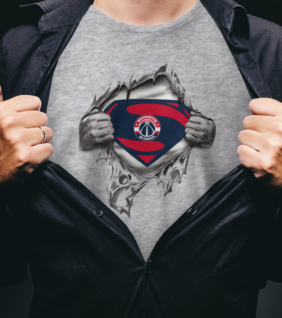 Washington Wizards Superman Shield Logo Tear Through T-Shirt