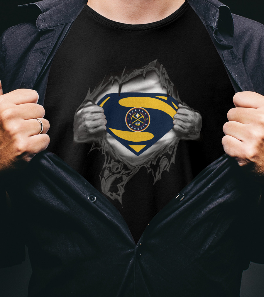 Denver Nuggets Logo Superman Emblem Busting Through T-Shirt