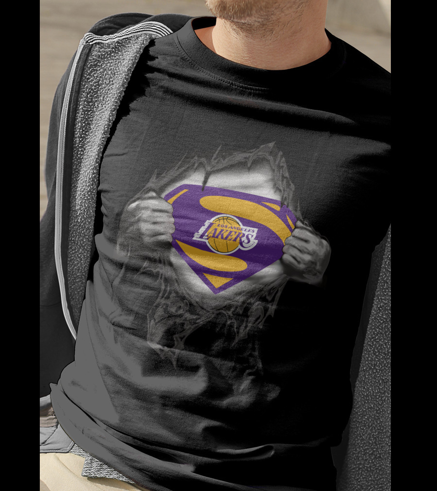Los Angeles Lakers Superman Logo Basketball Superhero T-Shirt