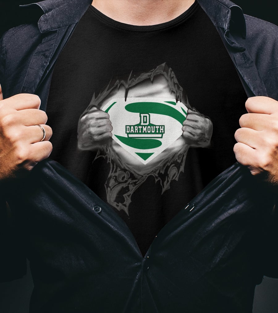 Dartmouth Super D Logo Shield Ripping Through T-Shirt