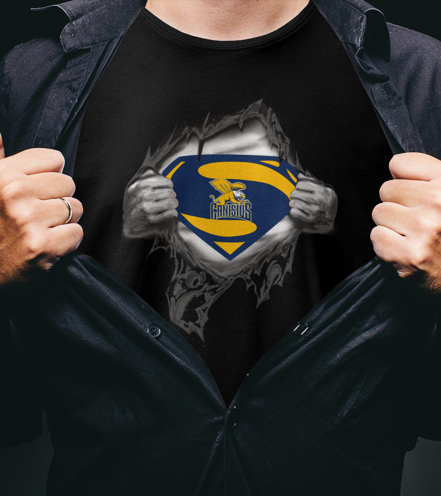 Canisius Golden Griffin Superman Logo Rip Silk Effect T-Shirt