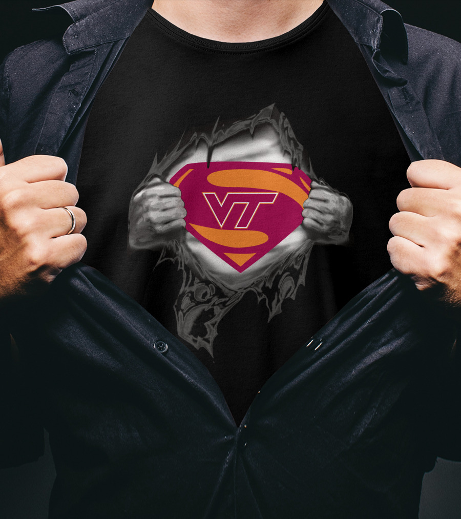 Virginia Tech VT Superman Logo Mashup T-Shirt