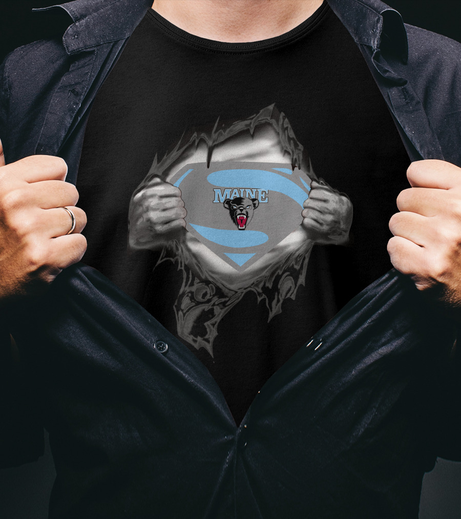 Maine Black Bears Superman Emblem T-Shirt