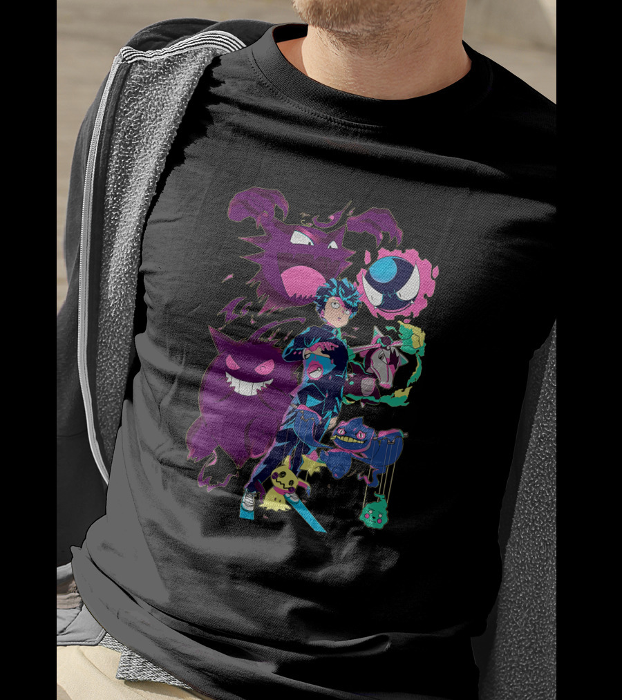 Jelly89 Limitee Pokemob Anime Character With Ghostly Creatures T-Shirt