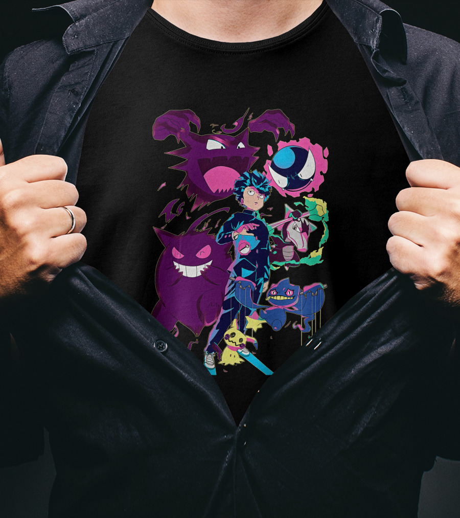 Jelly89 Limitee Pokemob Anime Character With Ghostly Creatures T-Shirt