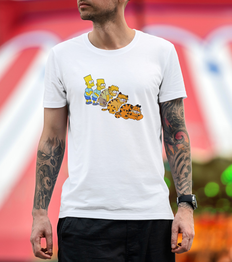 Bart Simpson Garfield Evolution Steps T-Shirt