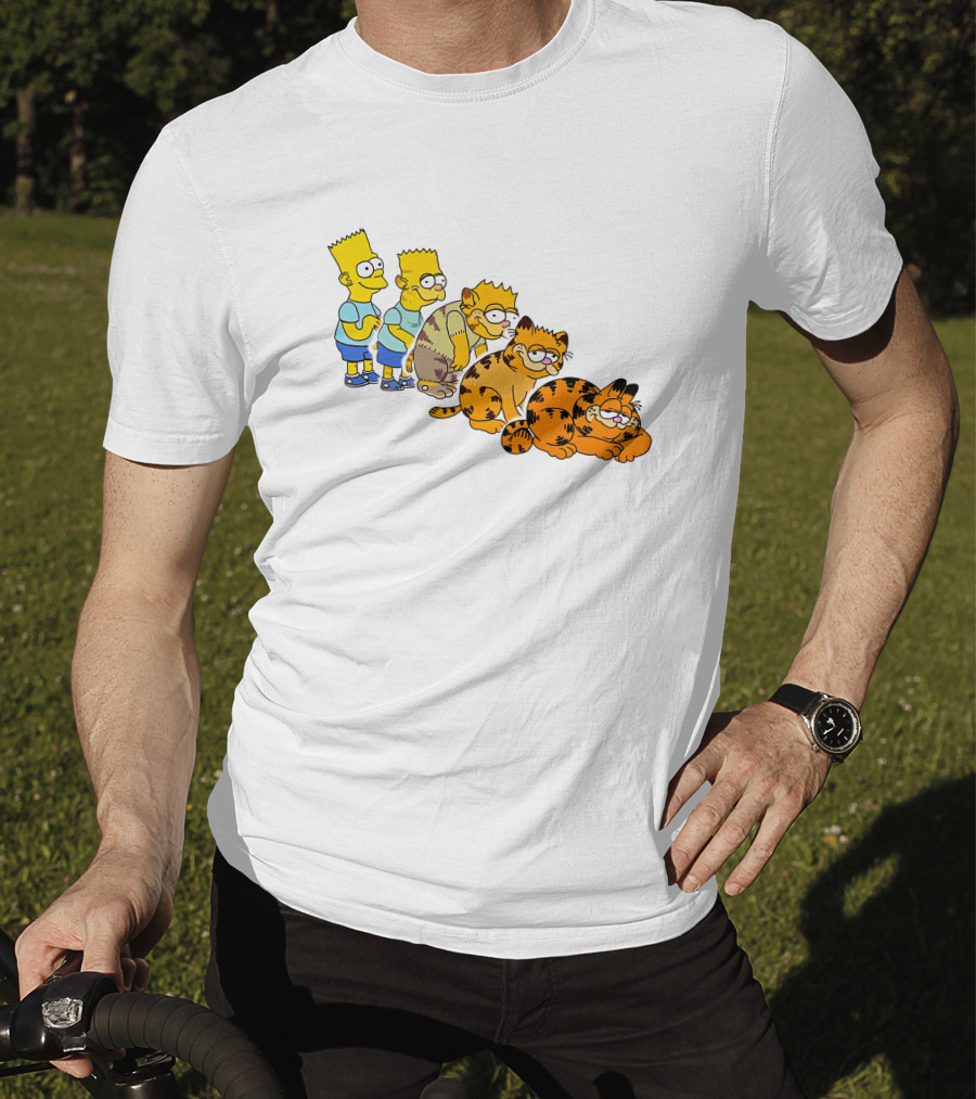 Bart Simpson Garfield Evolution Steps T-Shirt