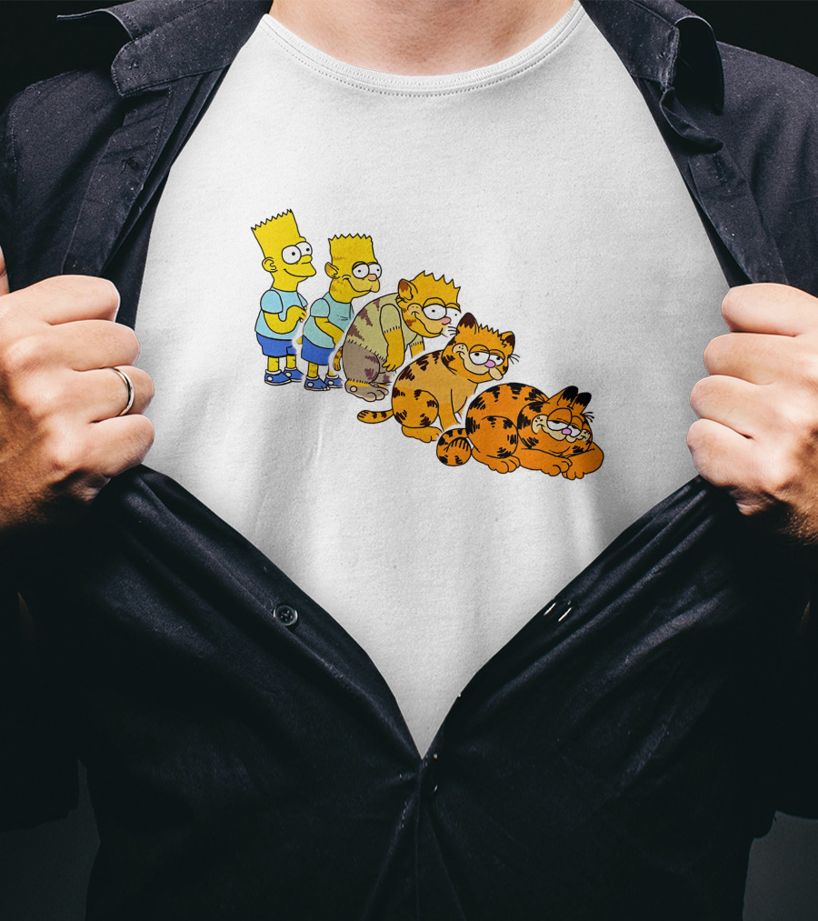 Bart Simpson Garfield Evolution Steps T-Shirt