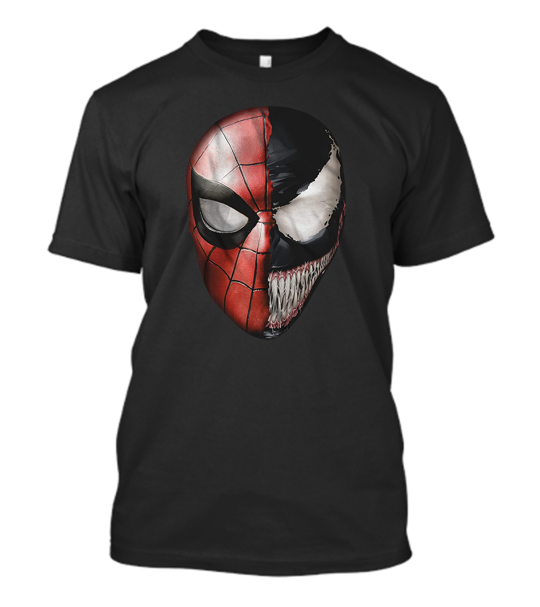 Venom Spidey Faces Split Mask Spider-Man Avengers Villain Comic Book T-Shirt